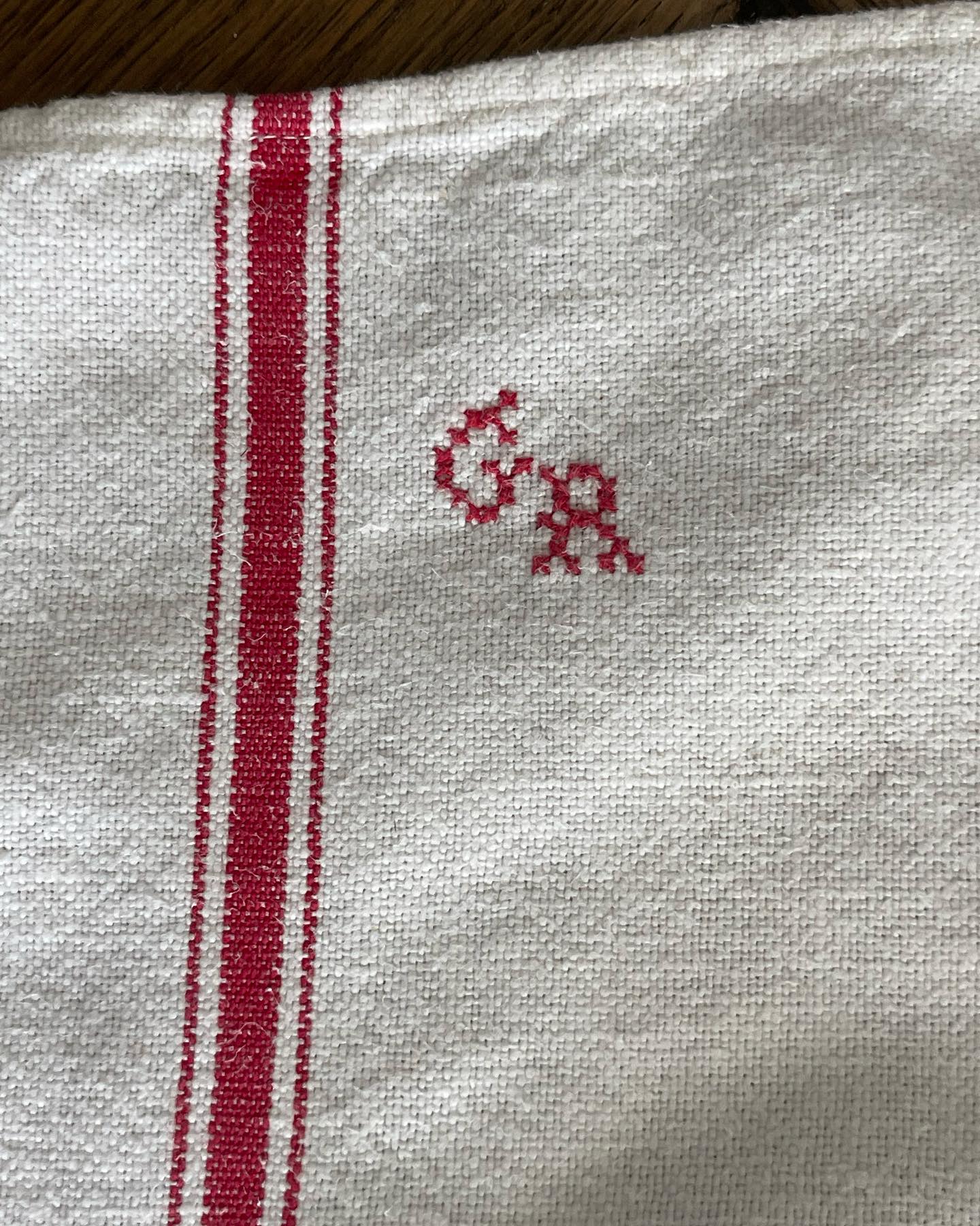 Brocante Gramon - Antique/Vintage French Linen Tea Towels #GR - Set of 2