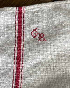 Brocante Gramon - Antique/Vintage French Linen Tea Towels #GR - Set of 2