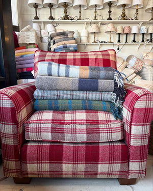 Brocante Gramon - Red Tartan Wool Armchair