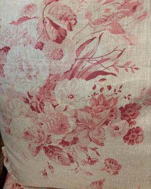 Brocante Gramon - English Linen Floral Cushions - Red