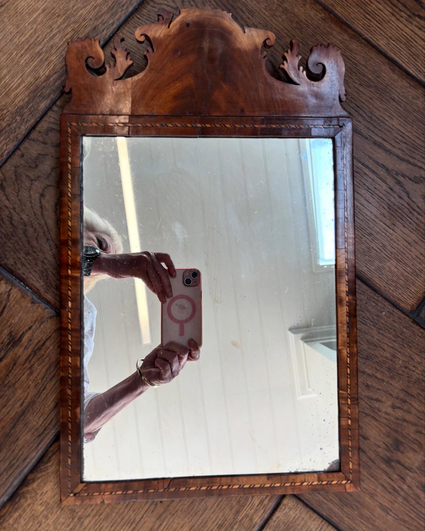 Brocante Gramon - 19th century English Mahogany scrolled mirror
