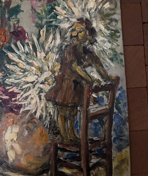 Brocante Gramon - Vintage French Chrysanthemums Painting