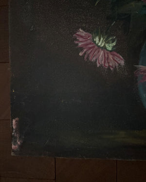 Brocante Gramon - Vintage French Pretty Pastal Pink Daisy Floral Painting