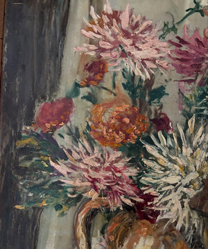 Brocante Gramon - Vintage French Chrysanthemums Painting