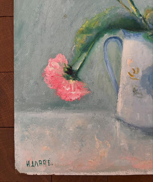 Brocante Gramon - Vintage French Still-life Pink Floral Painting