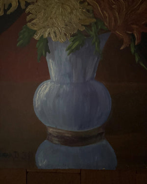 Brocante Gramon - Vintage French Zinnias Floral Painting