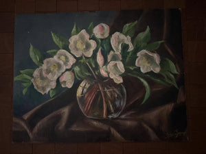 Brocante Gramon - Vintage French Pink Blossom Floral Painting