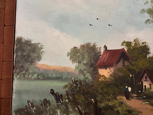 Brocante Gramon - Vintage French Rural Village Scene Painting