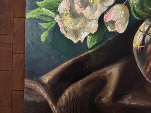 Brocante Gramon - Vintage French Pink Blossom Floral Painting