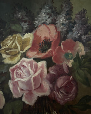 Brocante Gramon - Vintage French Colourful Mixed Floral Painting