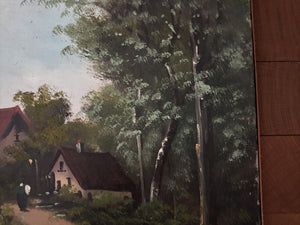 Brocante Gramon - Vintage French Rural Village Scene Painting