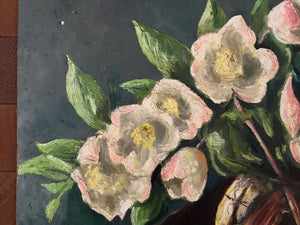 Brocante Gramon - Vintage French Pink Blossom Floral Painting