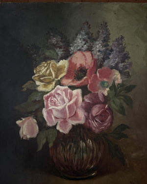 Brocante Gramon - Vintage French Colourful Mixed Floral Painting
