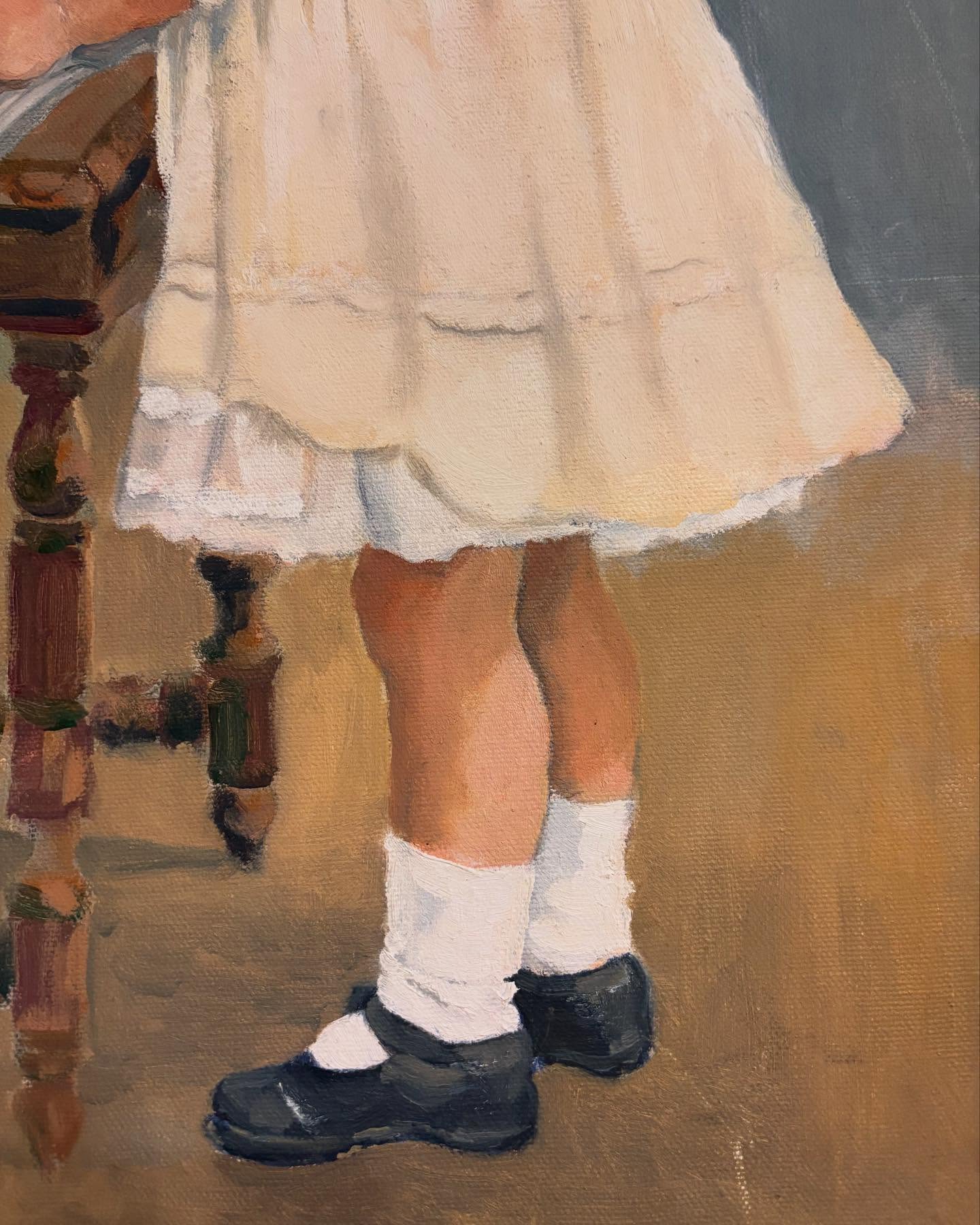 Brocante Gramon - Vintage French Young Girl Painting