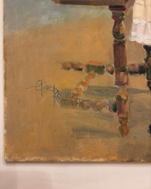 Brocante Gramon - Vintage French Young Girl Painting