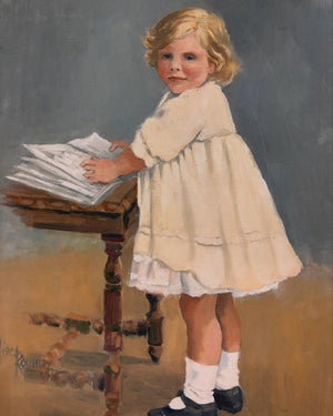 Brocante Gramon - Vintage French Young Girl Painting