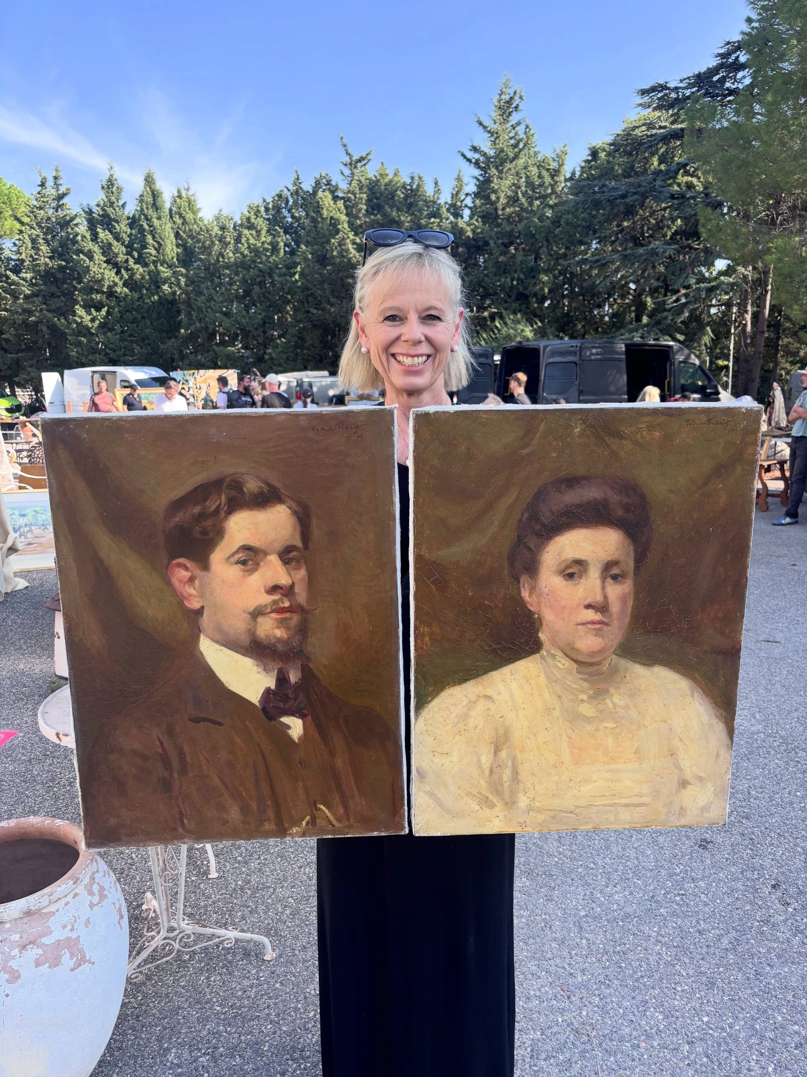 Brocante Gramon - Antique French Oil Portraits of a Married Couple
