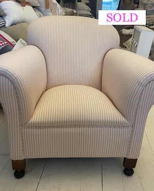 Brocante Gramon - Pink Ticking Stripe Armchair