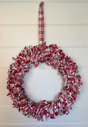 Brocante Gramon - Christmas Rag Wreath - Christmas Red