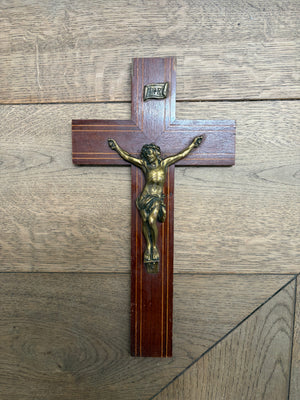 Brocante Gramon - Vintage French Crucifix – Wood and Brass