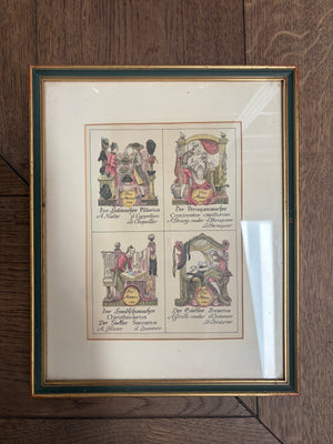 Brocante Gramon - Vintage French Occupations Prints Hatter, Periwig-Maker, Glover and Girdle-Maker