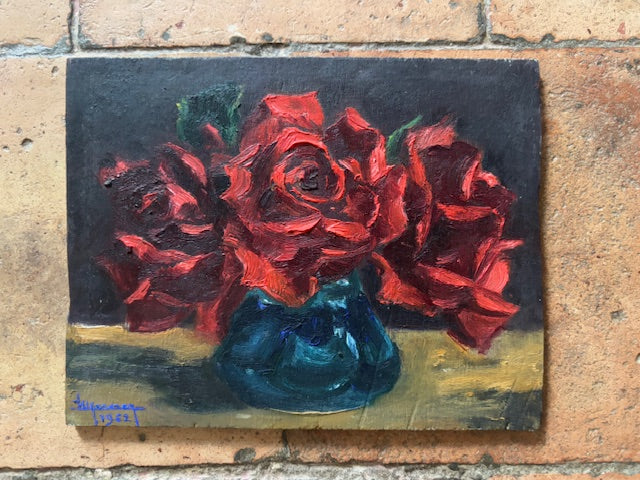 Brocante Gramon - Vintage French Red Rose Painting