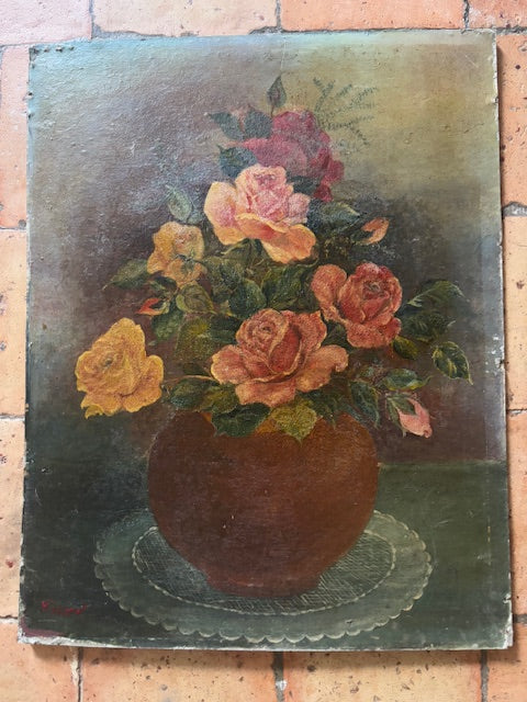 Brocante Gramon - Vintage French Mixed Rose Painting