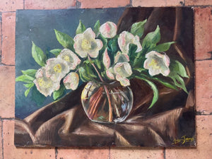 Brocante Gramon - Vintage French Pink Blossom Floral Painting