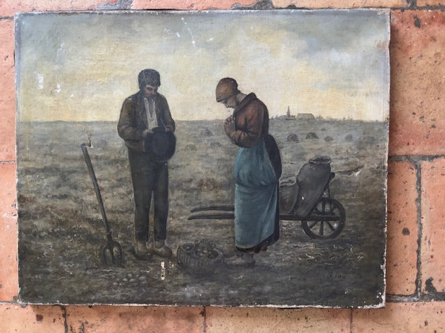 Brocante Gramon - Vintage French Rural Farming Scene Painting