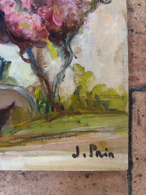 Brocante Gramon - Vintage French Rural Doorstep with Cat Scene Painting