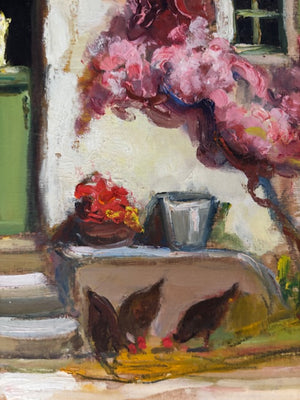 Brocante Gramon - Vintage French Rural Doorstep with Cat Scene Painting