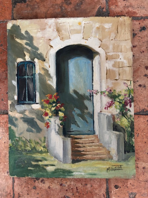 Brocante Gramon - Vintage French Rural Doorway Scene Painting