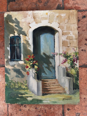 Brocante Gramon - Vintage French Rural Doorway Scene Painting