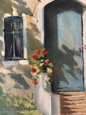 Brocante Gramon - Vintage French Rural Doorway Scene Painting