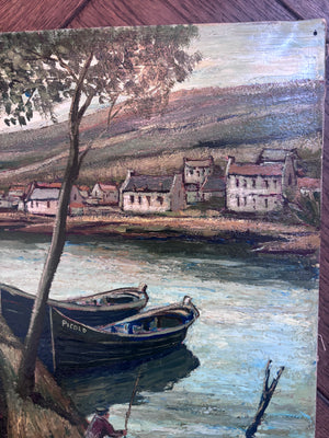 Brocante Gramon - Vintage French Oil Boat Painting