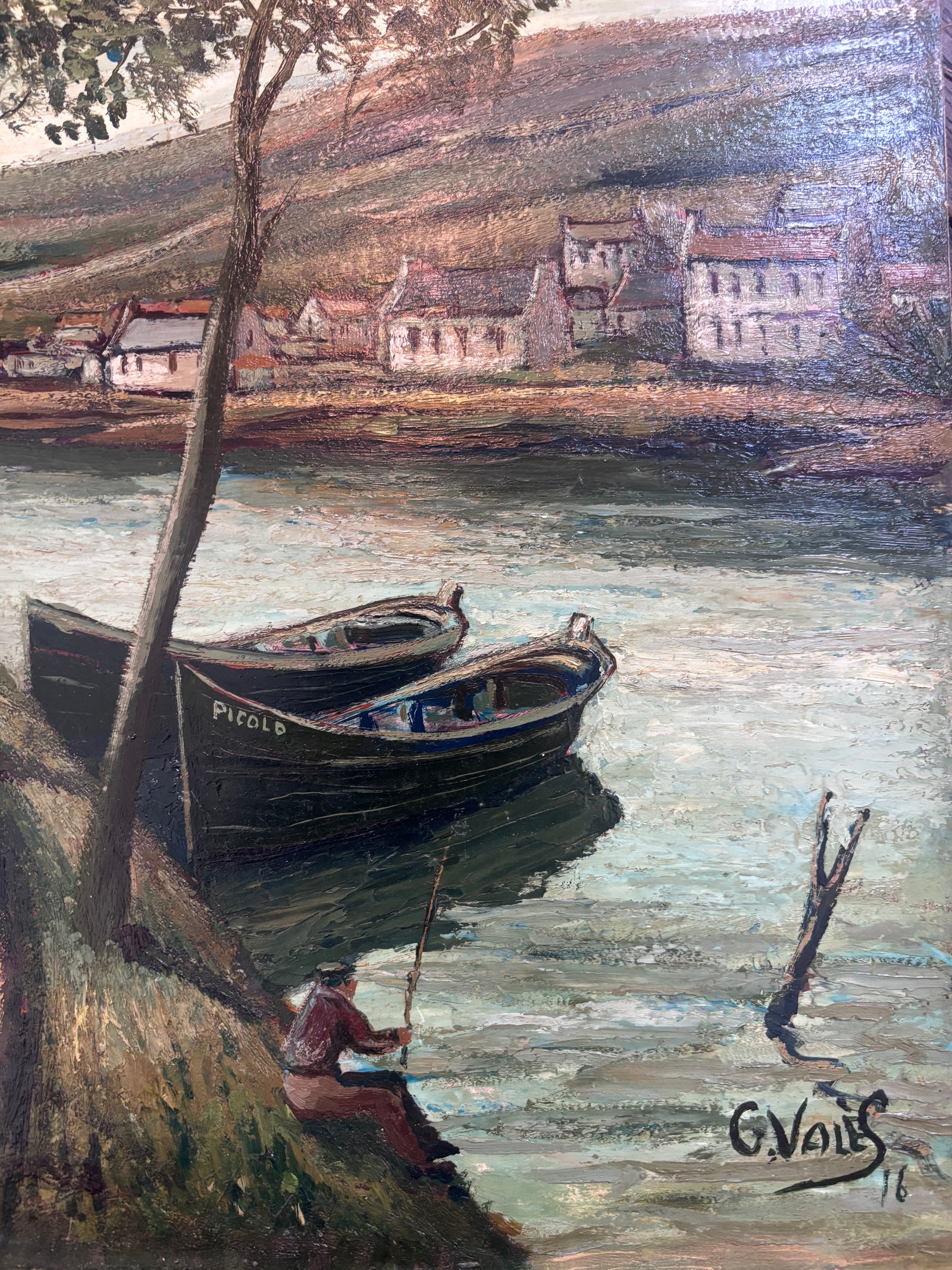 Brocante Gramon - Vintage French Oil Boat Painting
