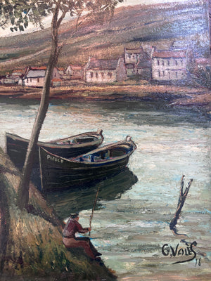 Brocante Gramon - Vintage French Oil Boat Painting