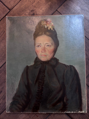 Brocante Gramon - Antique French Oil Portrait of Josephine Mattie