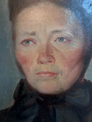 Brocante Gramon - Antique French Oil Portrait of Josephine Mattie
