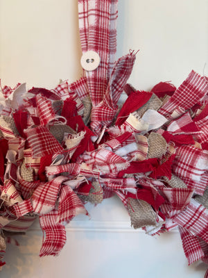 Brocante Gramon - Christmas Rag Wreath - Christmas Red