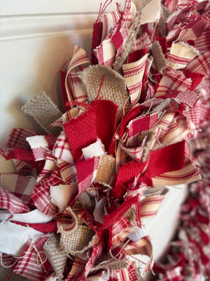 Brocante Gramon - Christmas Rag Wreath - Christmas Red