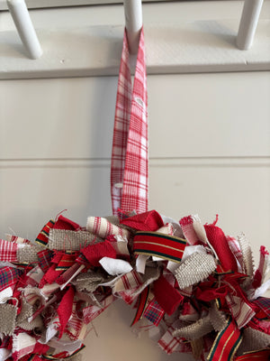Brocante Gramon - Christmas Rag Wreath - Christmas Red & Gold