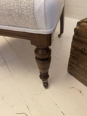 Brocante Gramon - LF Monogrammed Antique Hungarian Grainsack Linen Victorian Chair