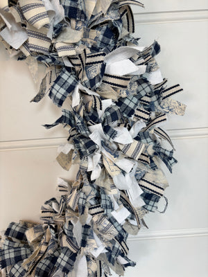 Brocante Gramon - Christmas Rag Wreath - Blues