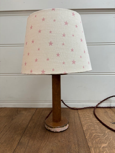 Brocante Gramon - Star Lampshade on Antique Bobbin Lamp - Pink
