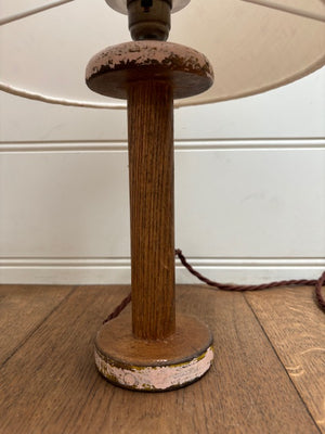 Brocante Gramon - Star Lampshade on Antique Bobbin Lamp - Pink