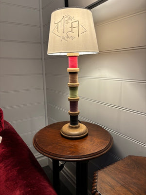 Brocante Gramon - Antique French Linen Monogrammed Lampshade AG/AC