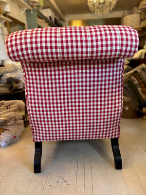 Brocante Gramon - Red Gingham Buttoned Bedroom Chair