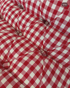 Brocante Gramon - Red Gingham Buttoned Bedroom Chair