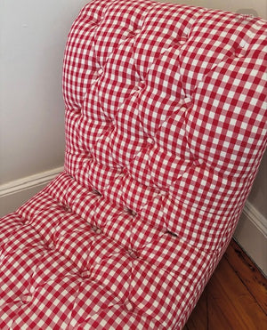 Brocante Gramon - Red Gingham Buttoned Bedroom Chair
